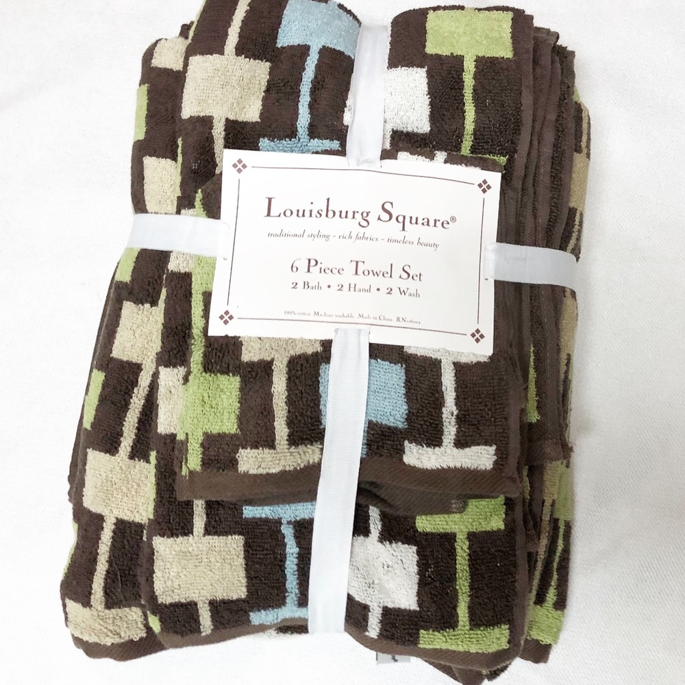 NEW! Towel Set 6 PC Geometric Print